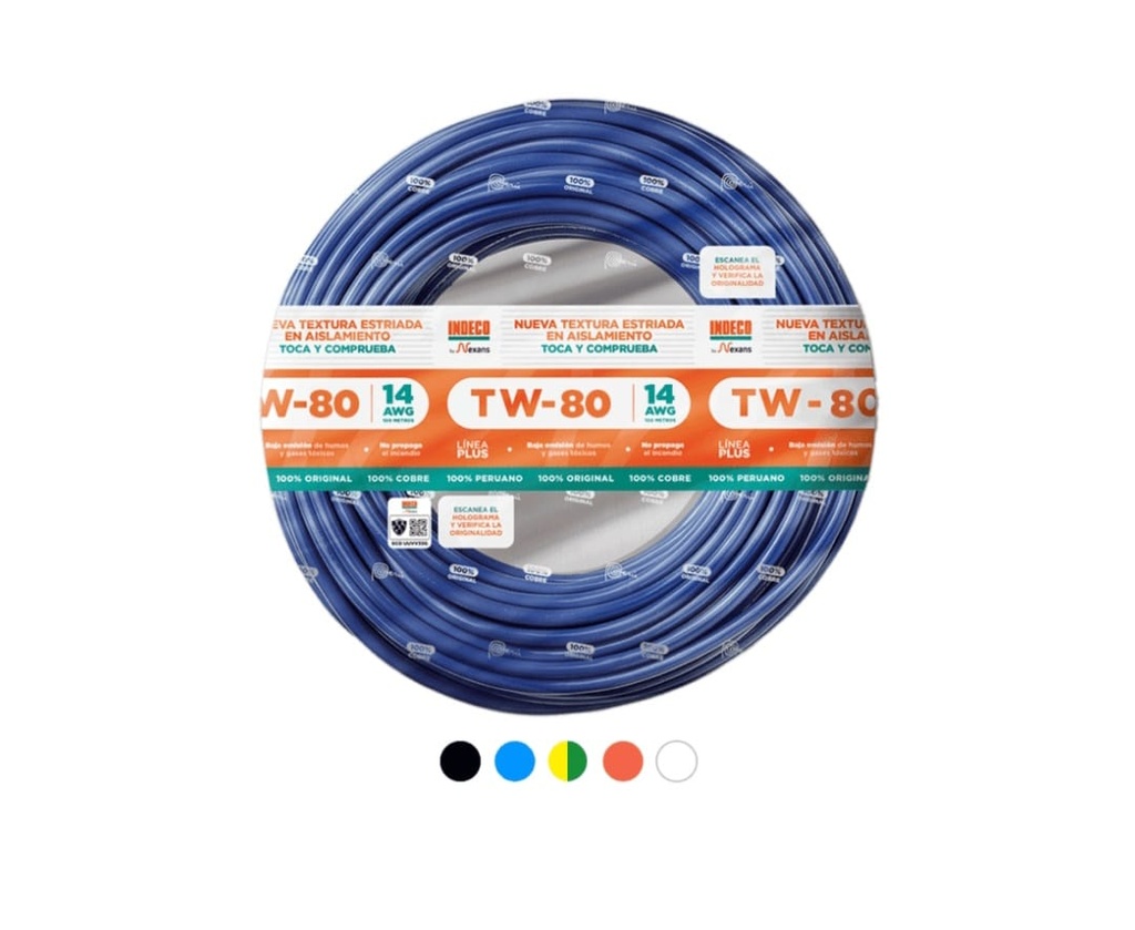 ROLLO DE CABLE TW-80 PLUS # 14 INDECO