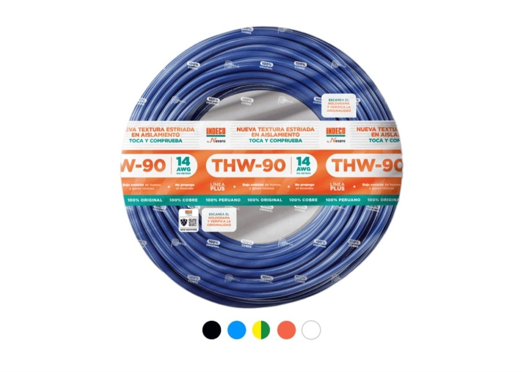 ROLLO DE CABLE THW-90 PLUS # 14 INDECO