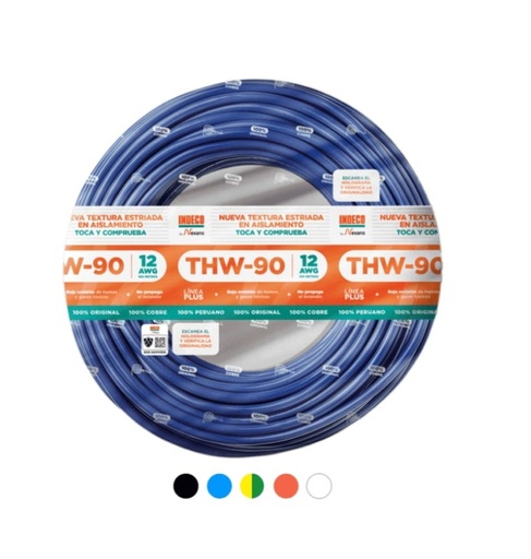 ROLLO DE CABLE THW-90 PLUS # 12 INDECO