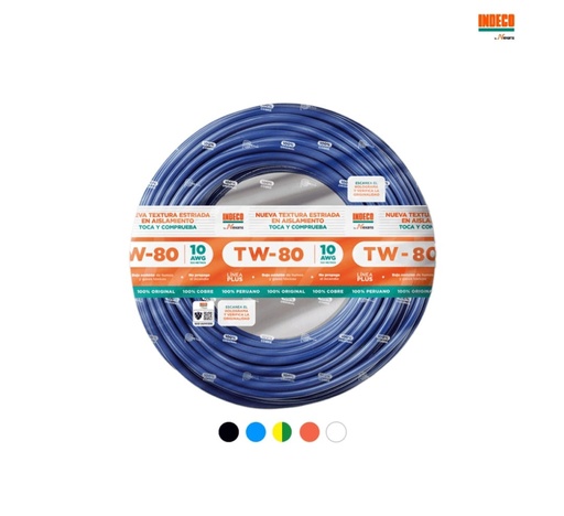 ROLLO DE CABLE TW-80 PLUS # 10 INDECO