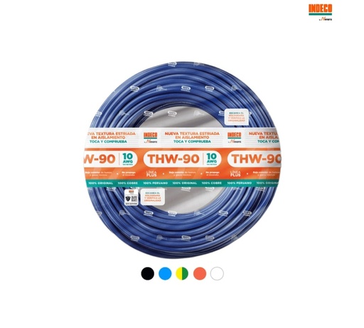 ROLLO DE CABLE THW-90 PLUS # 10 INDECO